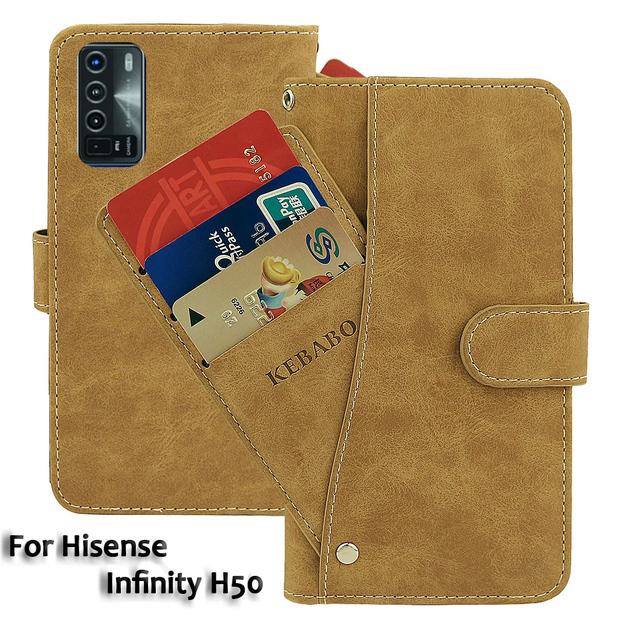 Vintage Leather Wallet Hisense Infinity H50 Case 6.81\