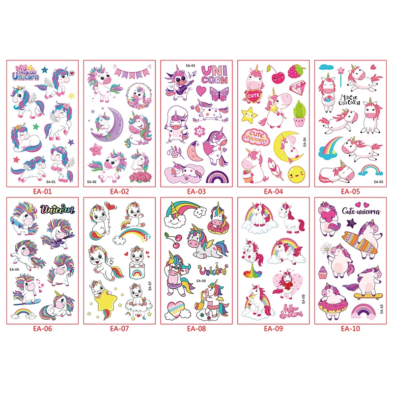 Unicorn Temporary Tattoos Stickers Unicorn Decoration Unicorn Waterproof Tattoo For Kids Birthday Baby Shower Decoration