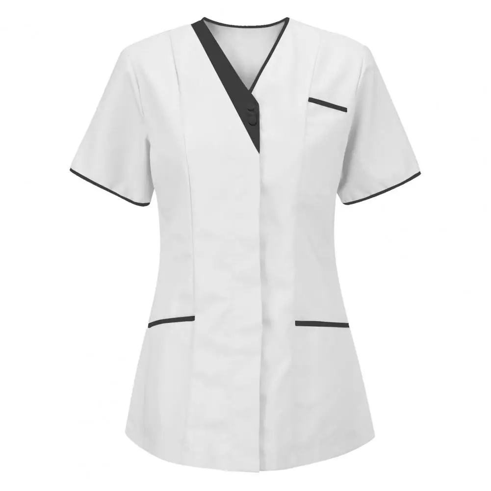 Women V-neck Tops for Women Nursing Uniform Summer Short Sleeve Nursing Blouse T-Shirt Plus Size M-3XL Nurse Uniform with Pocket