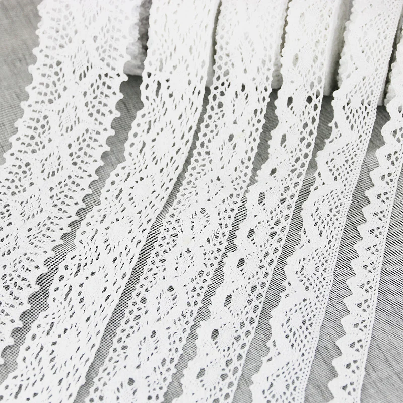 (5 meters/roll) White Cotton Embroidered Lace Net Fabric Trim DIY Sewing Handmade Craft Ribbon Materials