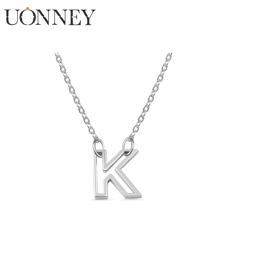 

Uonney Dropshipping Single Dainty Initial Necklace Hollw Out Style 925 Sterling Silver Special Gift For MOM