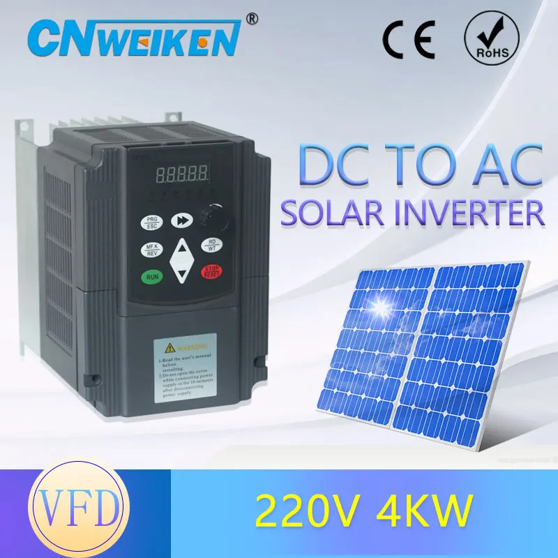 Azionamento a frequenza variabile 4KW 1PH 220V pompa acqua controllo velocità motore 4HP VFD Inverter solare per motore pompa solare MPPT