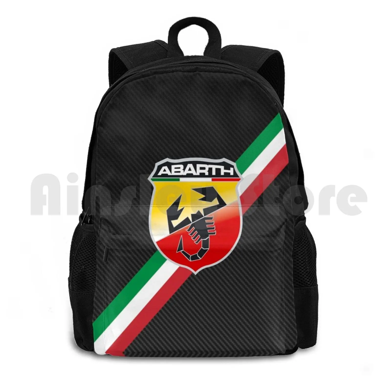 

Abarth Carbon Fiber Italy Stripes Logo Outdoor Hiking Backpack Waterproof Camping Travel Turbo Novitec Retro 500 Essesse