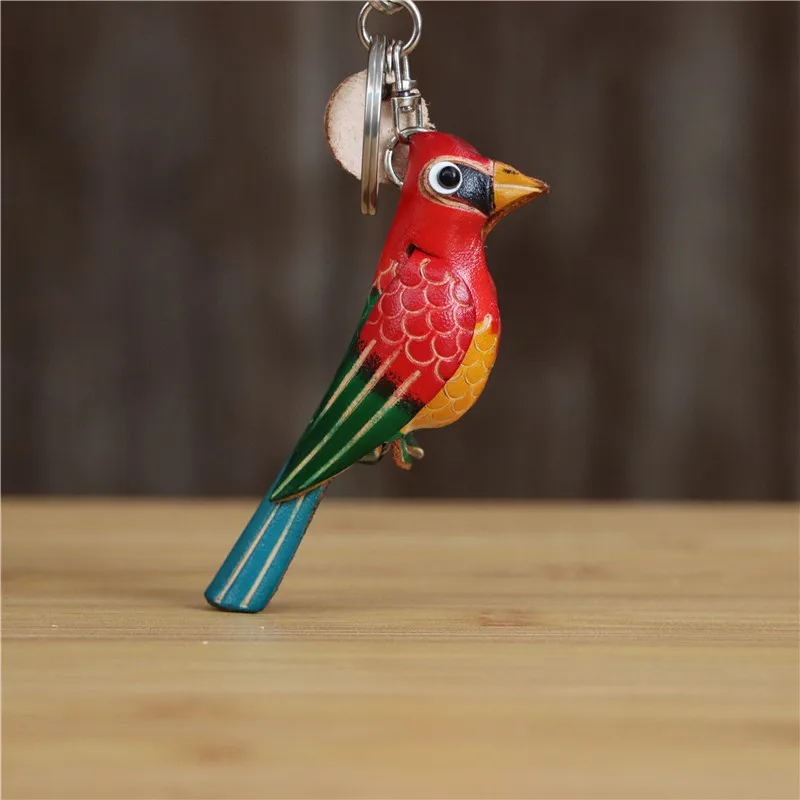 

Leather handmade creative a little bird bag pendant cowhide car keychain bag pendant cute little animal mini doll gift