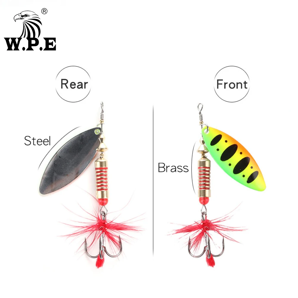 W.P.E New Spinner Lure 3pcs/lot 22 color 6.5g/10g/13.5g Hard Lure Spoon Fishing Lure with Treble Hook Metal Fishing Tackle Pesca