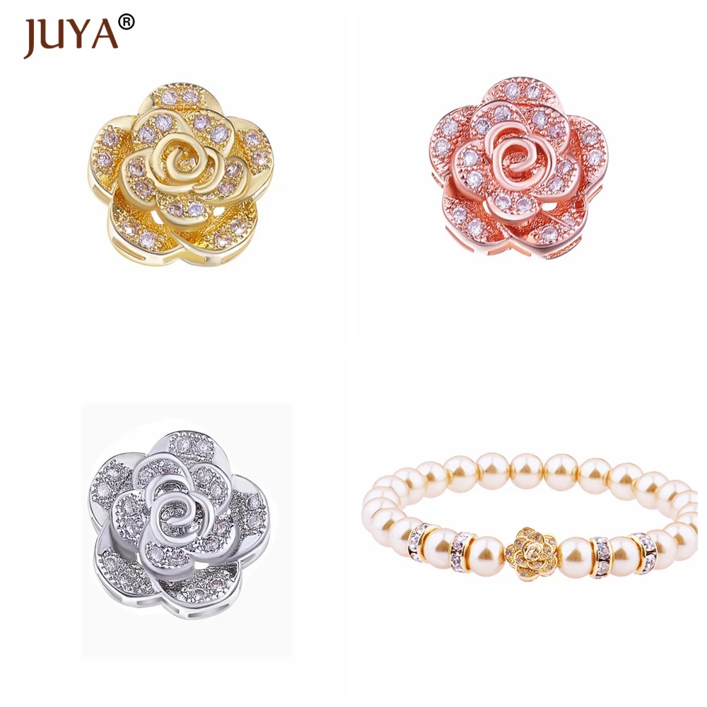 Juya Fashion Flower Charms Spacer Beads Accessories For Jewelry Making DIY Beaded Bracelet Necklaces Charm Beads