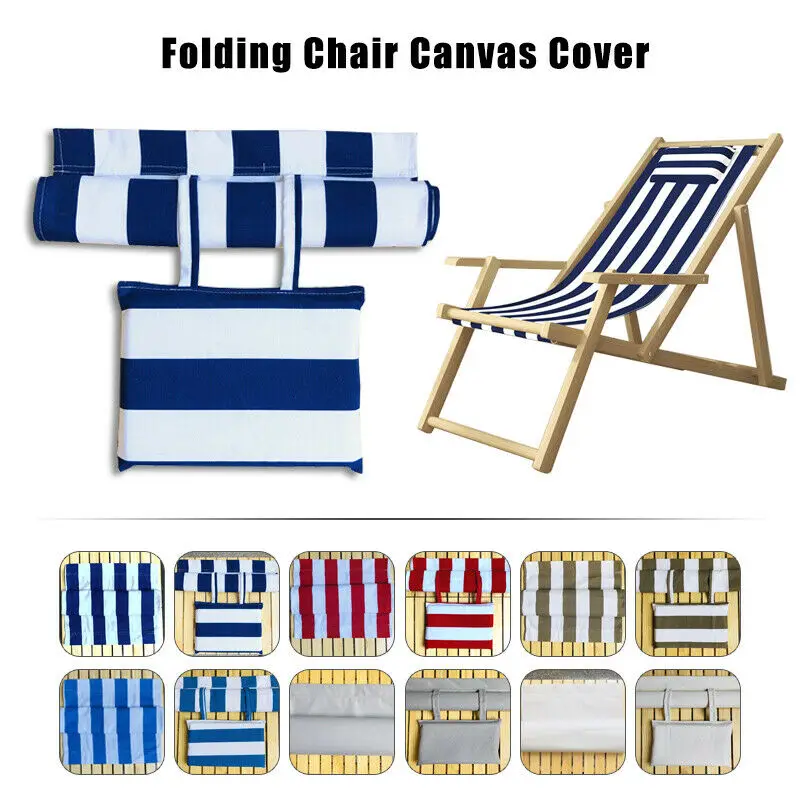 Waterproof Beach Chair Canvas Seat Covers Folding Deck Chair Replacement Cover