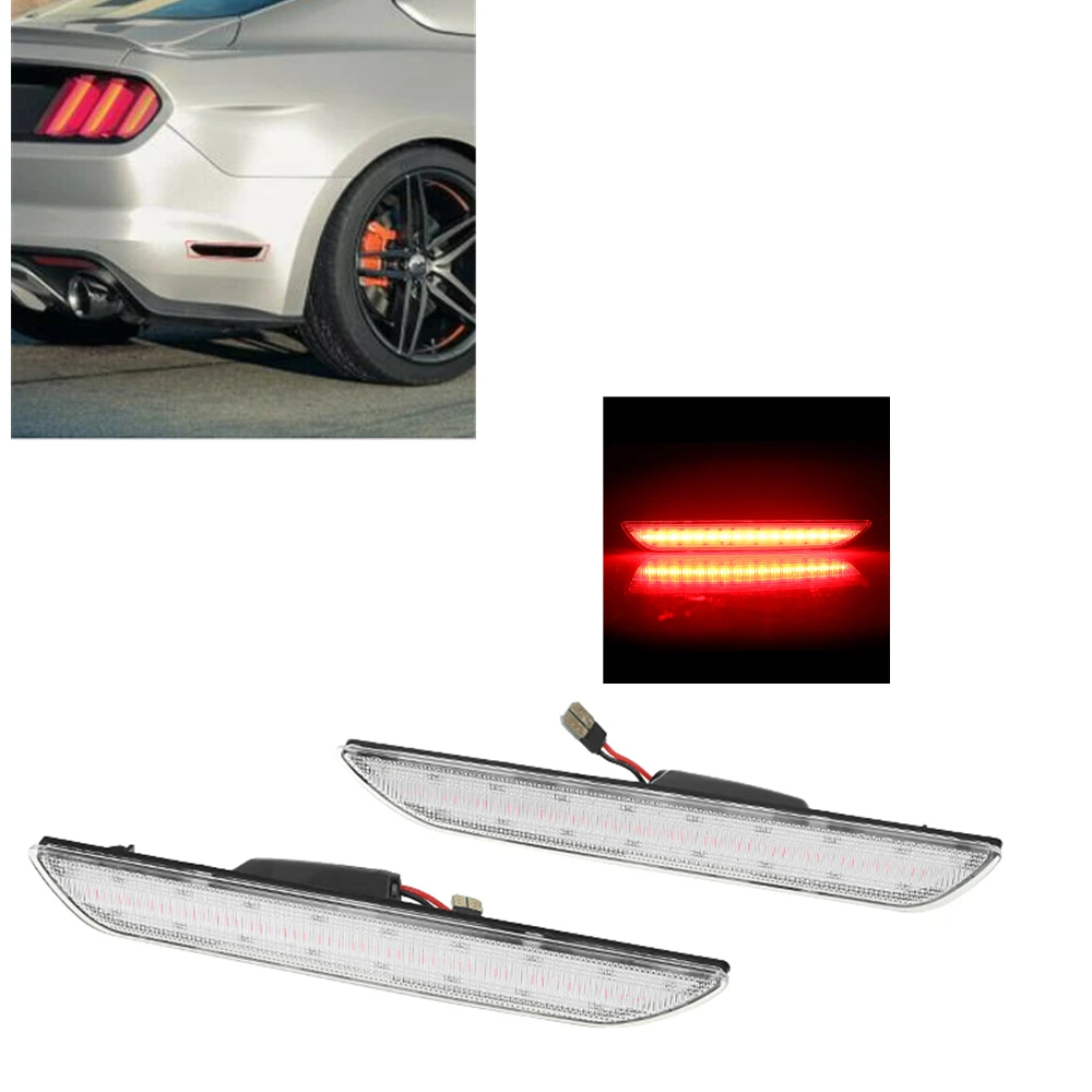 

Car Rear Bumper Side Fender LED Marker Light For Ford Mustang 2015-2023 Clear Lens Cover Red/White Reflector Signal Lamp Bulb