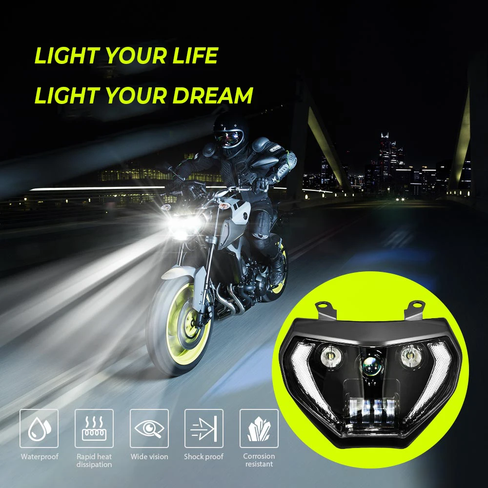 

For YAMAHA MT09 Headlight 2014 2015 2016 MT 09 LED Lamp FZ09 FZ-09 MT-09 MT07 Motorcycle Headlight DRL For MT07 2018 2019 110W