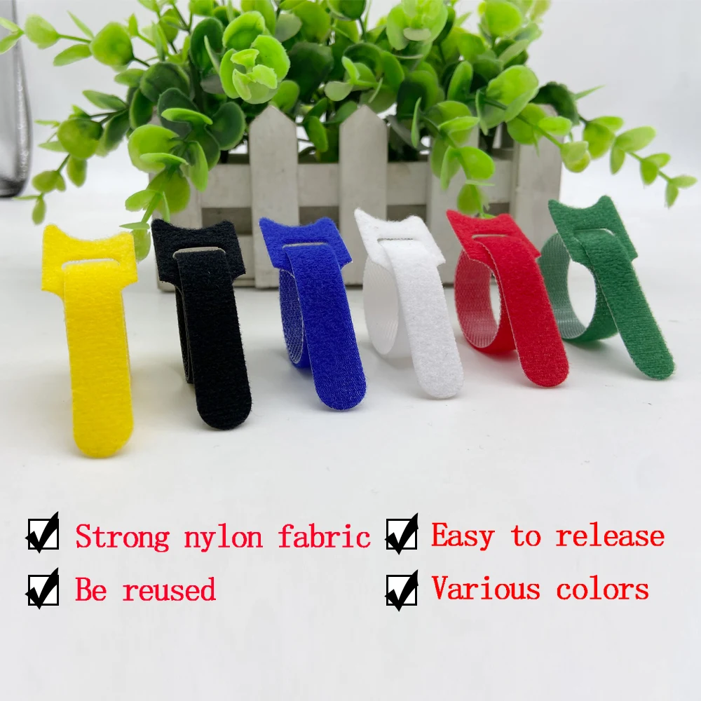 30pcs 1.2X15CM Adhesive Fastener Tape Reusable ties Hook and loop fastener Tape Nylon Cable Ties Strap wire