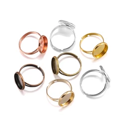 10pcs/lot Adjustable Blank Ring Base Dia 10 12 14 16 18 20 25 mm Glass Cabochons Cameo Settings Tray Fit Diy Ring Jewelry Making