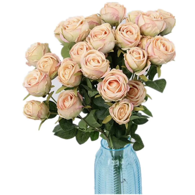 

5pcs Silk Faux Rose Flower Stems Artificial 5 Heads Lovely Rose Branches for Wedding Centerpieces Home Party Floral Decoration