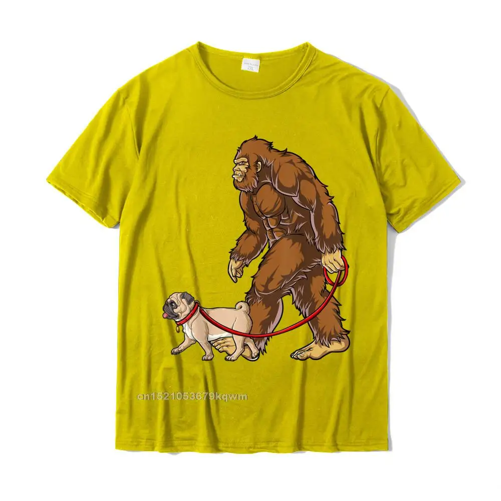 Bigfoot Dog Walk Pug T Shirt Sasquatch Boys Men Women T-Shirt Summer T Shirts Prevailing Tops Tees Cotton Men Normal