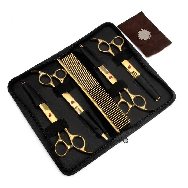 7.0 Inch Colorful Scissors Professional Steel Pets Thinning / Straight Shears Animal Cutting