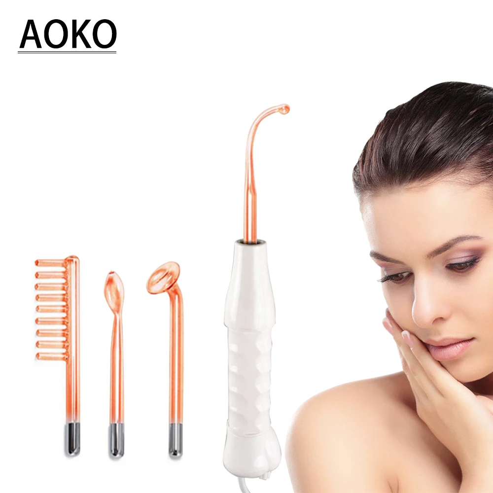 AOKO High Frequency Electrode Wand Electrotherapy Glass Tube Beauty Device Acne Spot Remover Skin Care Device Face Massager