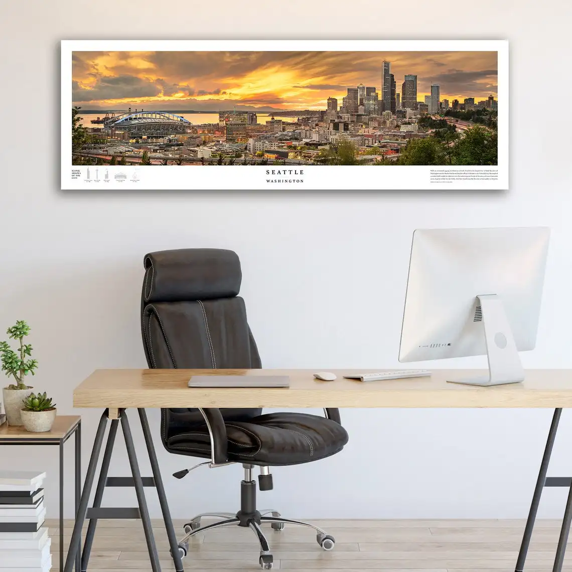 Seattle Skyline Print Wall Decor -Seattle Beacon Hill Wall Art Oil Painting Posters And Prints On Canvas Picture For Living Room