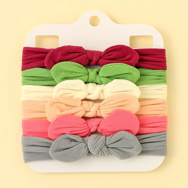 6Pcs Baby Girl Headband Bows Elastic Headbands Hair Band For Girls Solid Color Kids Toddler Turban Baby Hair Accessories