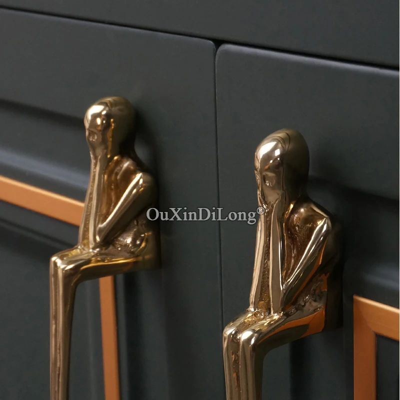 New 8PCS Pure Brass European Furniture Handles Drawer Pulls Cupboard Wardrobe Kitchen Cabinet Pulls Handles Home Decorations