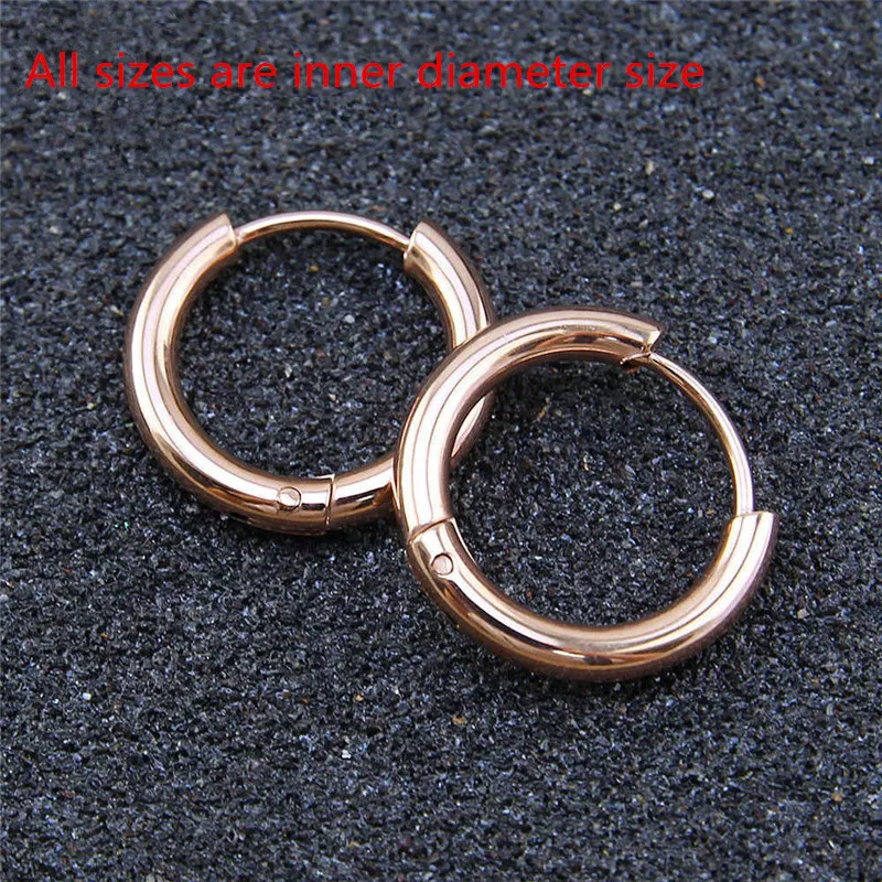 5 unids/lote pendientes de aro circulares de acero inoxidable para mujeres niñas Color oro negro Color plata pendientes geométricos redondos joyería