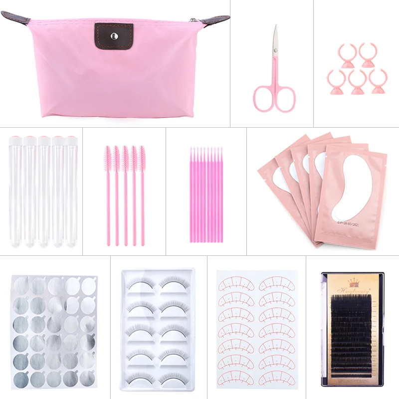 22 in 1False Eyelash Extension Training Kit Practice tray Tape Eye Pad Tweezers Glue Ring Micro Brush Grafting Eyelash Tools