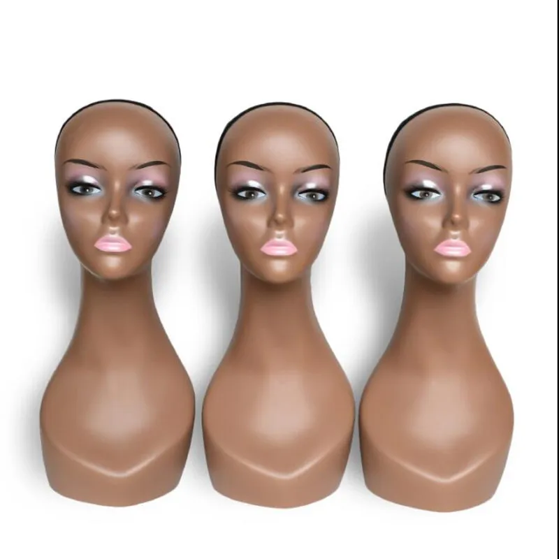 

European Bareheaded Fake Head Mannequin for Female, Black Head, Abs Wig, Mold Bracket, European Body Model, D071, 45x14cm, 1Pc