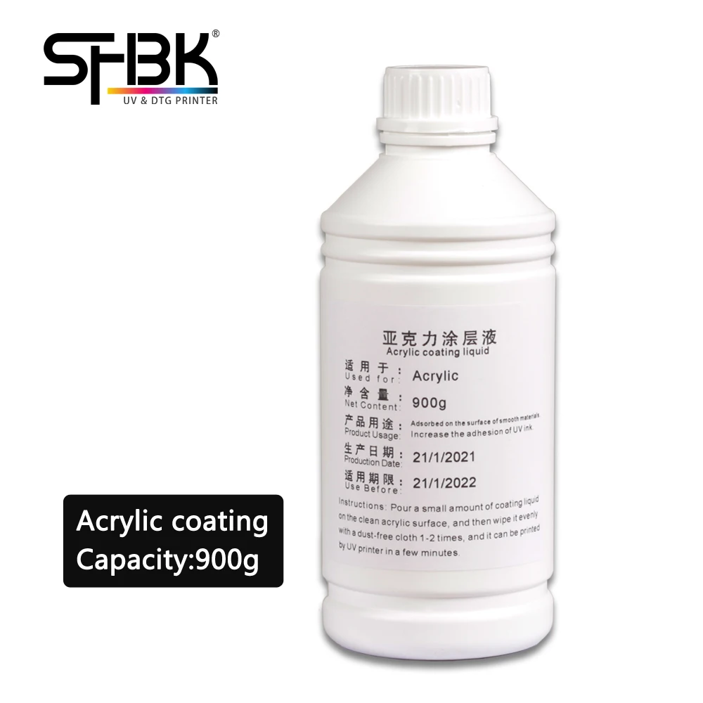 Acrylic UV coating liquid 900g help uv ink adhesion to acrylic the ink will not fall will not fade washable used outdoors