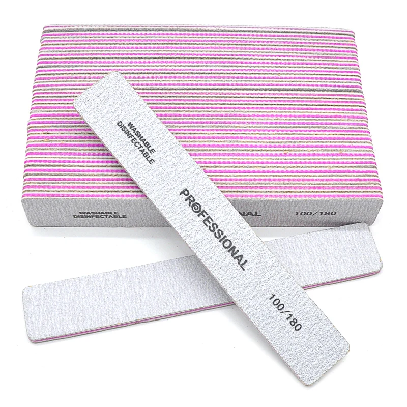 25/50PCS Professional Nail Files Buffer For Nail Sandpaper 80/100/180 Grit Double-sided Acrylic Lot For Nails Tools Size:7*1.1in