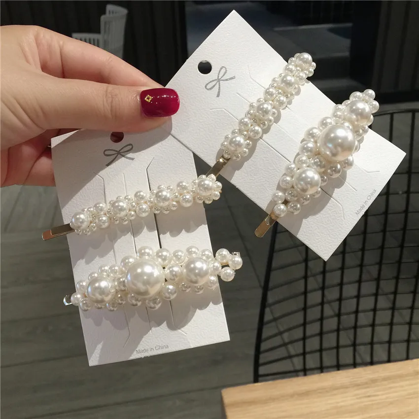 

2pcs Small fresh pearls Hair Barrette Hair Clip Hairpin Girls Shining flowers Hair Accessories Women Headdress Wholesale