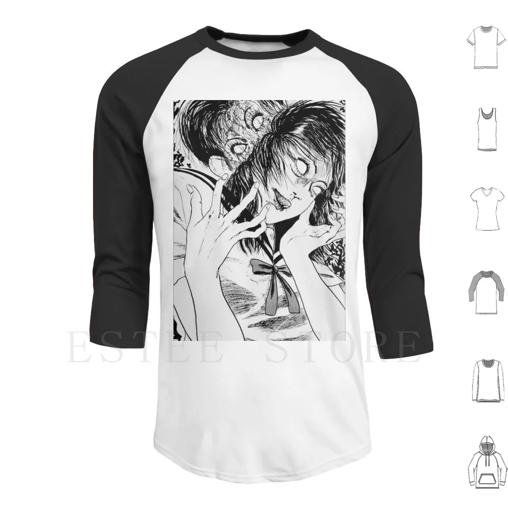 [Monochrome] Possesión Diseño Sudaderas con capucha Manga larga Horror Manga Anime Seinen Monocromo