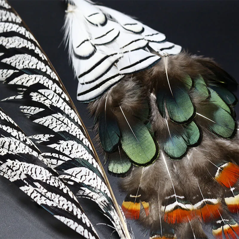 Hot 1set natural Lady Amherst\'s pheasant feathers assorted LADY AMHERST tippets &center tail feather fly tying feather materials