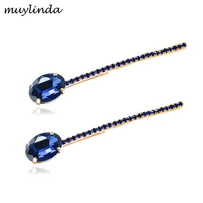 (2PCS/LOTS) Fancy Ladies Crystal Round Hair Accessories Geometry Long Hair Clip Women Fashion Hair Jewelry