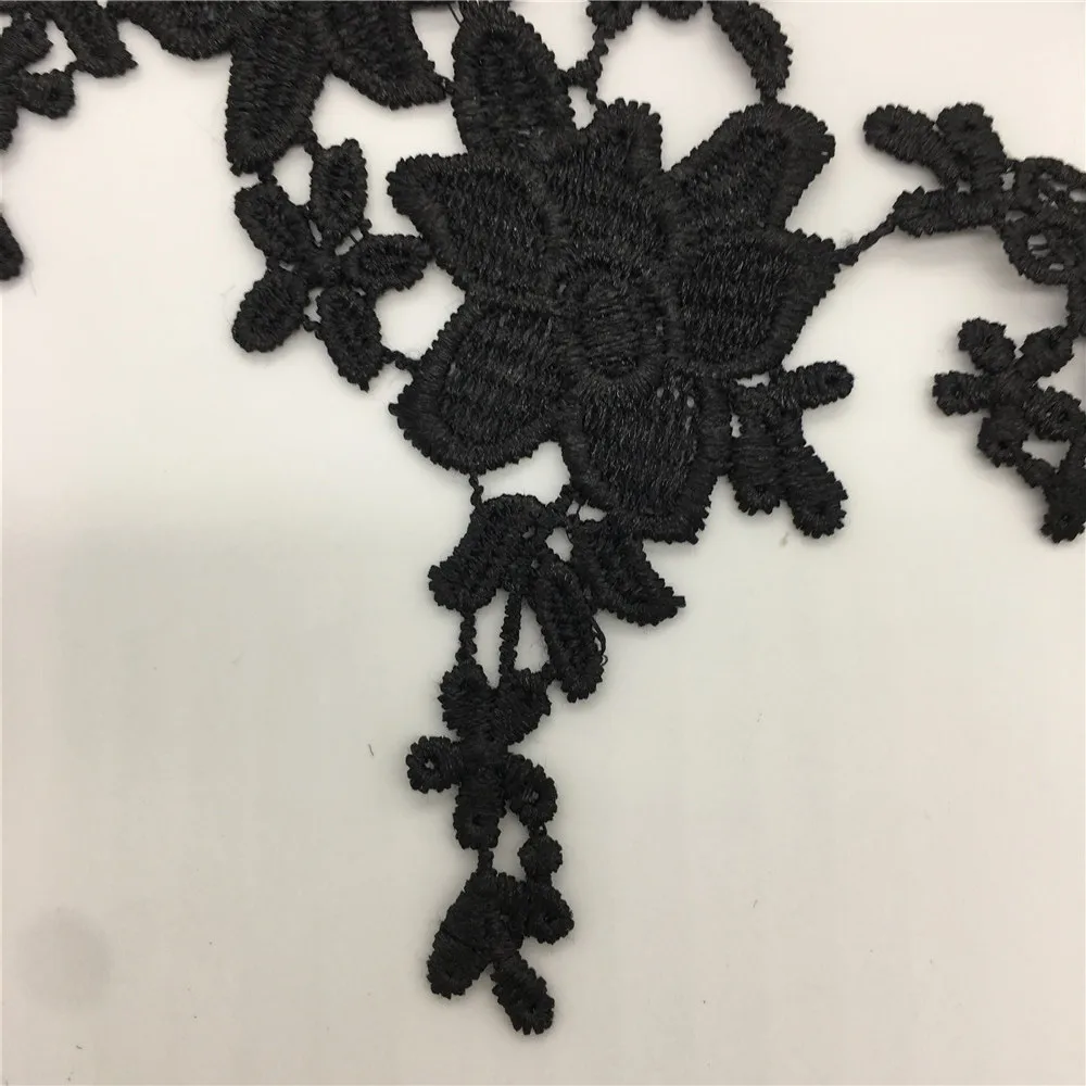 Fashion style Embroidery Black Applique Lace Collar Sewing Lace Fabric DIY Neckline Dresses Accessories A pair of sale YL258