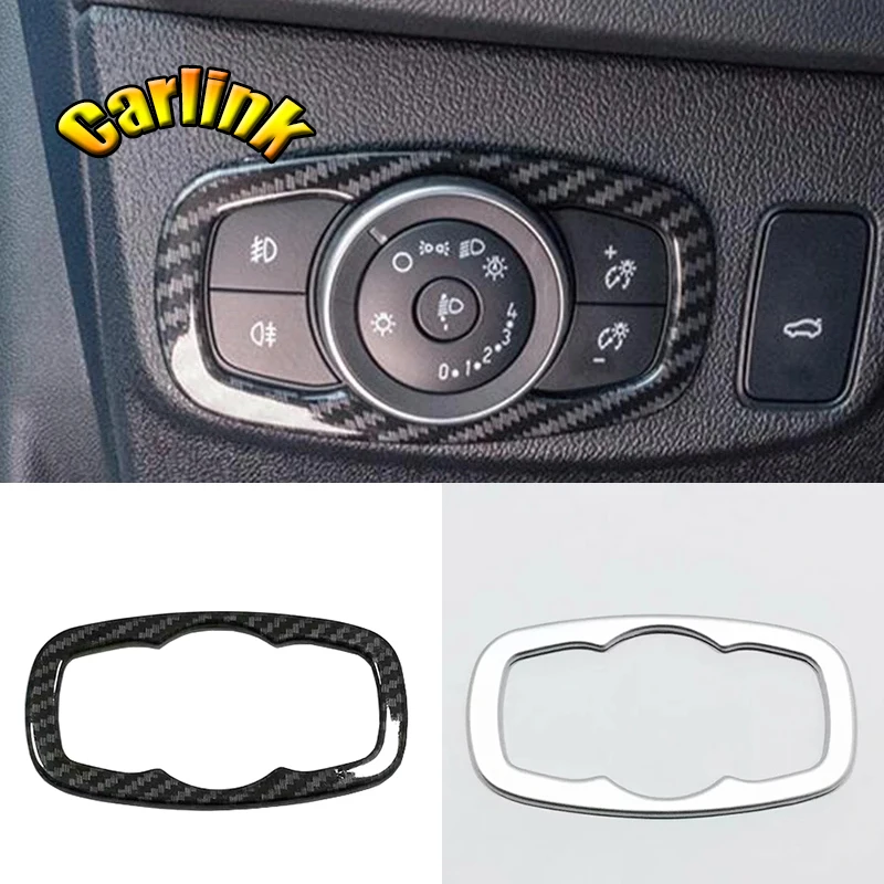 For Ford Focus 2019 ABS Carbon Fibre and Matte Car Headlamps Adjustment Switch Cover trim Accessories 1pcs