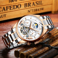 GUANQIN Business Skeleton Watch Men Automatic Self-Wind Luminous Clock Man Tourbillon Waterproof Mechanical Sapphire Wristwatch