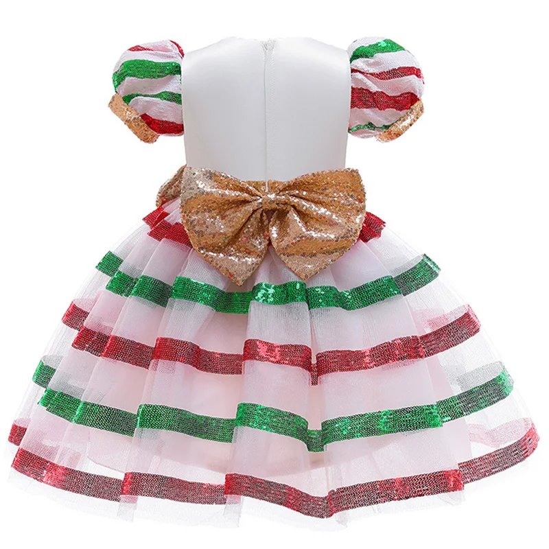 Princess Kids Baby Christmas Wedding Dress Sequins Bow Party Dress For Girl Tutu Kids Clothes Children New Year Dresses Clothing