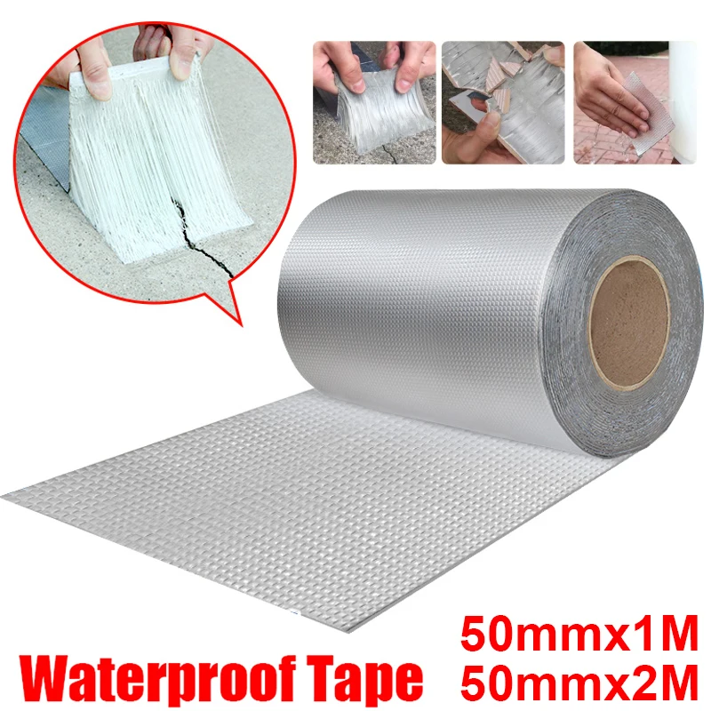 Waterproof Tape High Temperature Resistance Aluminum Foil Thicken Butyl Tape Wall Pool Roof Crack Duct Repair Sealed Self Tape