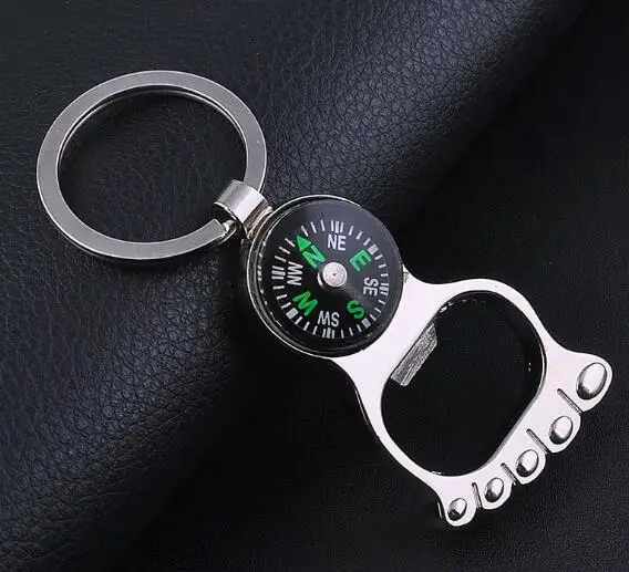 

Multi-function Hiking Metal Mini Compass Bottle Opener Keychain Foot Shape Key ring Hot Creative Gift