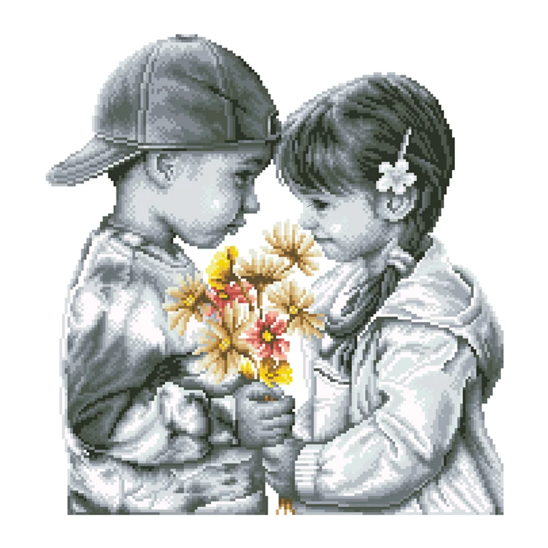 Shy couple cross stitch kits lovers pattern design 18ct 14ct 11ct unprint canvas embroidery DIY needlework