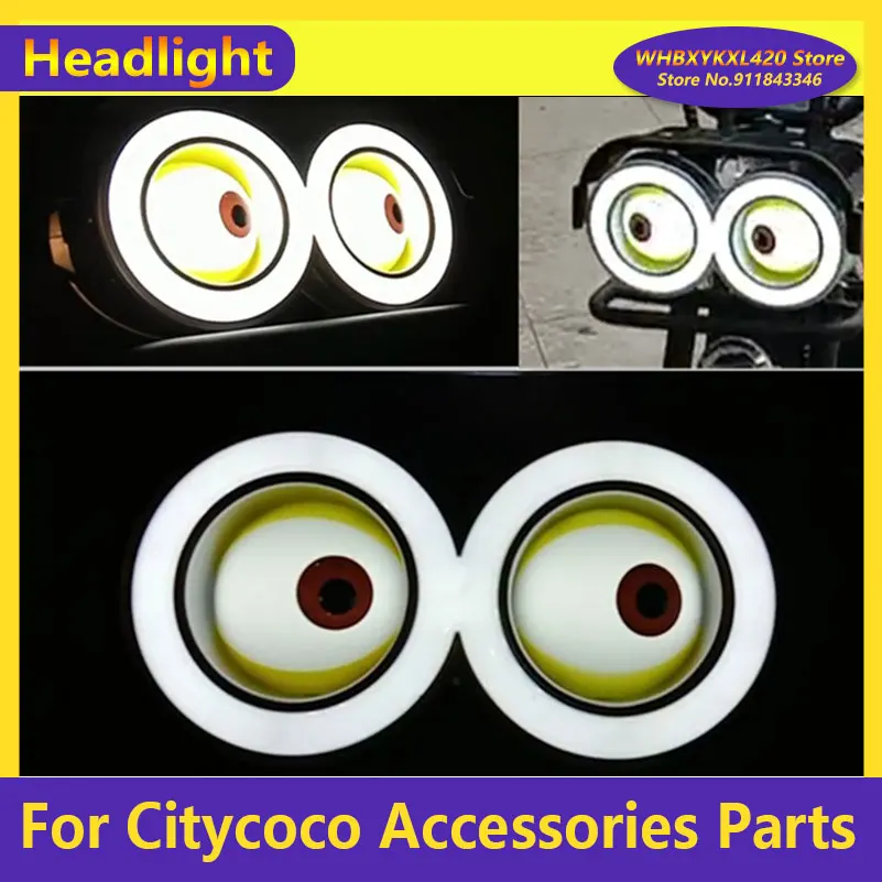 12V CItycoco Headlight Lighting Spotlight Little Yellow People Bracket Lamp for Citycoco Electric Scooter Modified Accessories