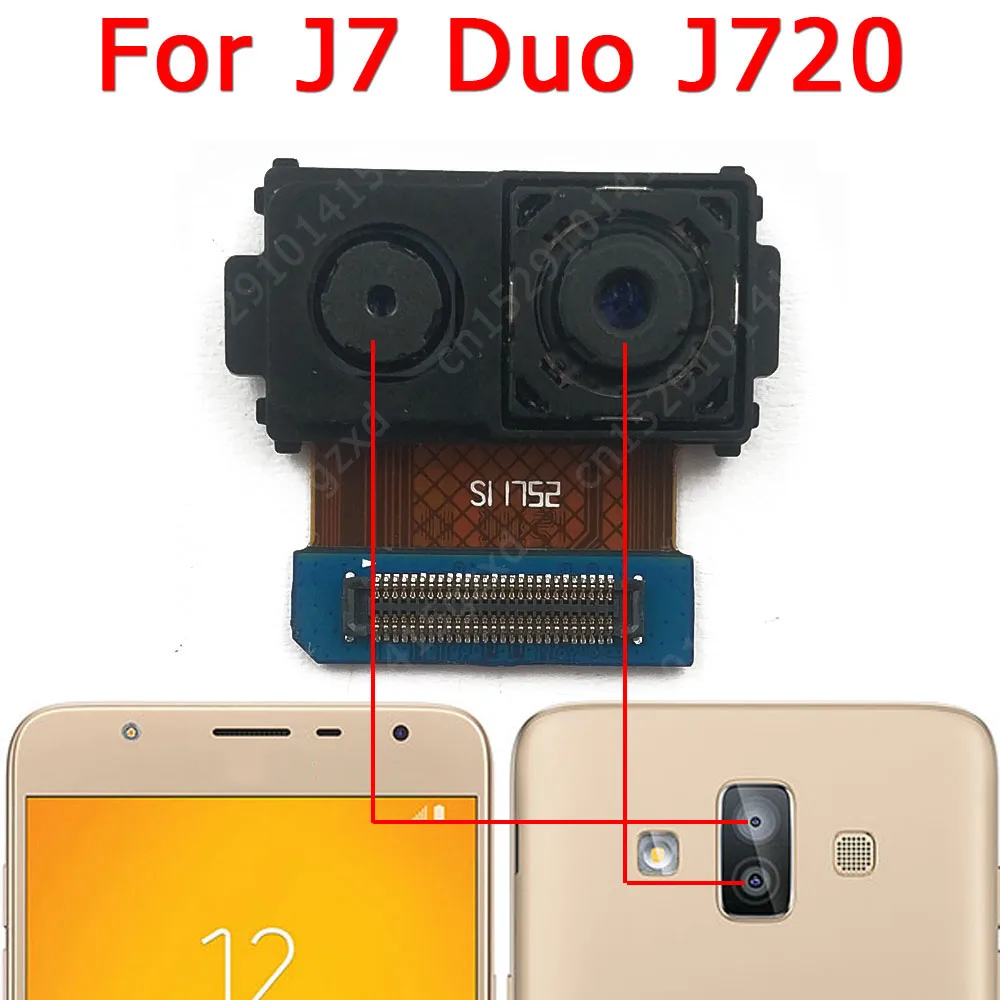 For Samsung Galaxy J7 Duo J720 Front Rear View Back Up Camera Frontal Main Camera Module Flex Replacement Spare Parts