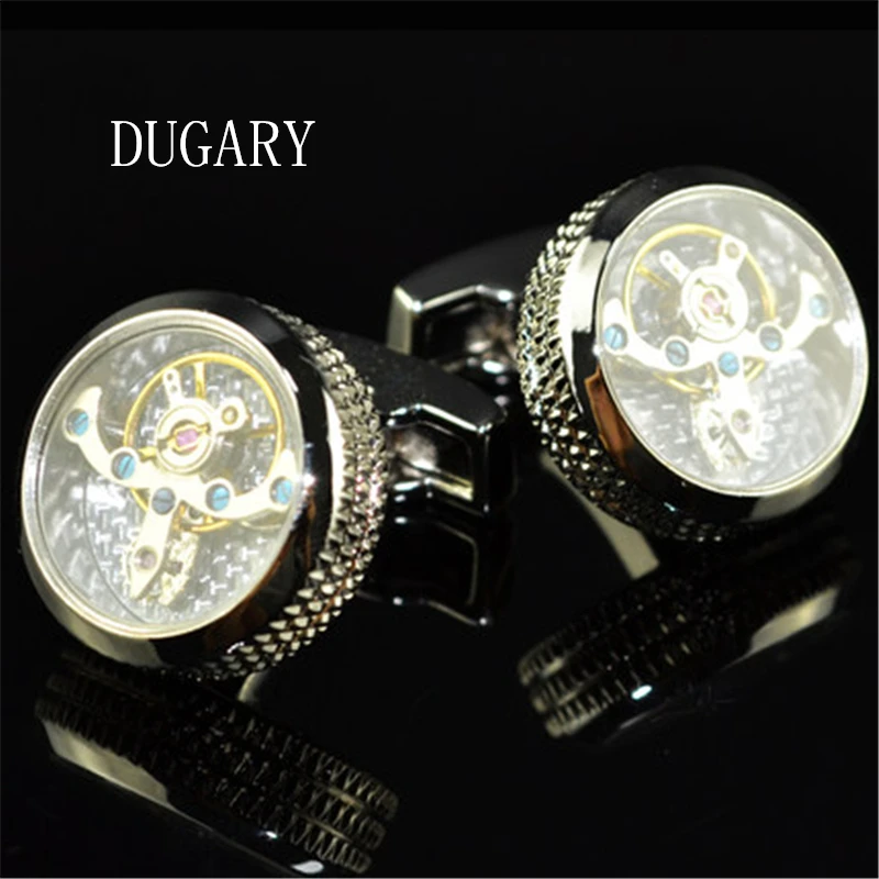 jewelry shirt cufflink for mens 4 colour cuff button watch Mechanical movement cuff link high quality Tourbillon abotoaduras