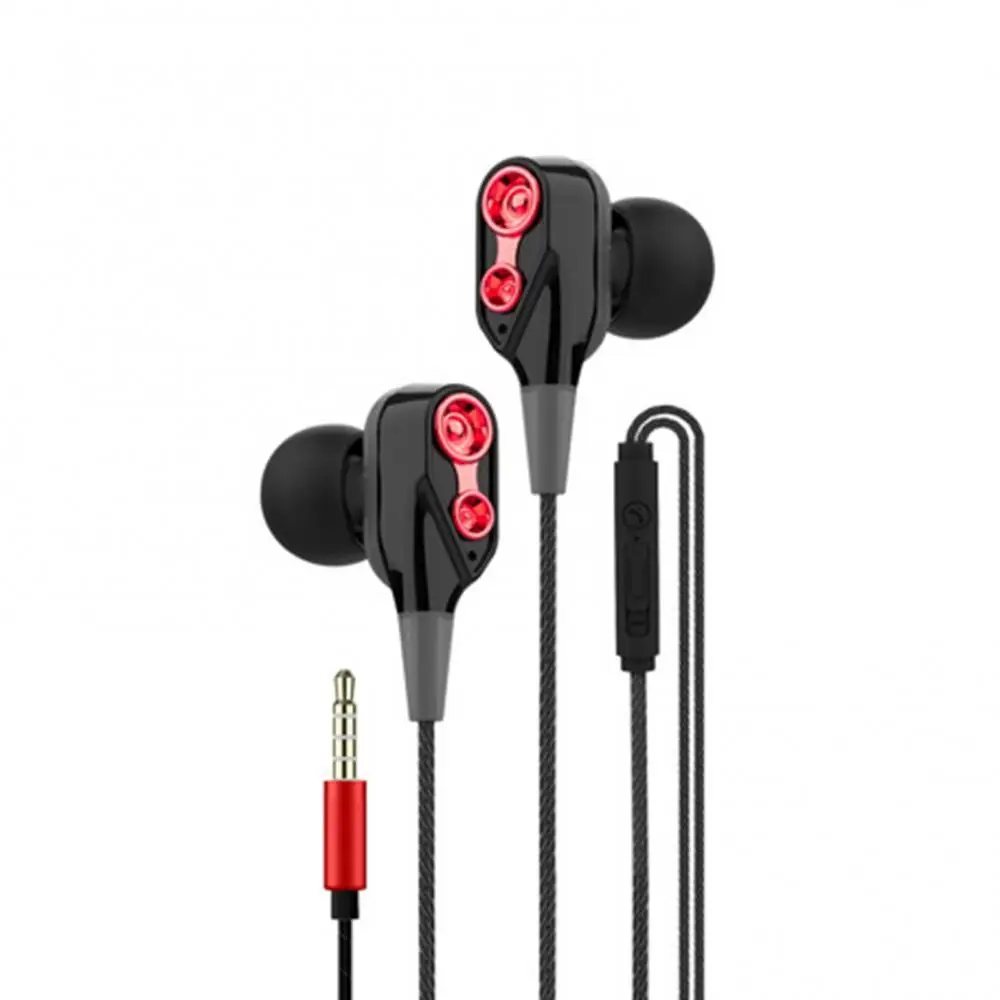 R17 Universal 3 5mm Plug Dual Dynamic Wired Headset Heavy Bass HiFi In Ear Earphone With Mic For