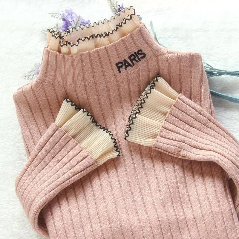 

2020 New Autumn Winter Women Sweaters Pullovers Long Sleeve Casual Knitted Sweater Slim Jumpers Sweater Female Black White P311