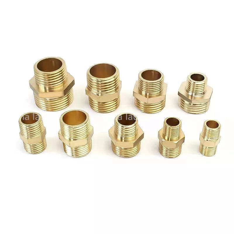 Brass Pipe Hex Nipple Fitting Quick Coupler Adapter 1/8 1/4 3/8 1/2 3/4 1 Female Male Combined BSP Reducing Connectors