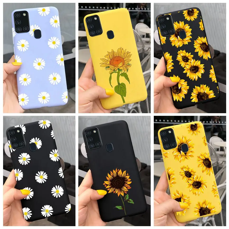 Case For Samsung Galaxy A21s Case Phone Cover Capa For Samsung A21S a 21s A217F cases Sunflowers Silicone Funda Bumper Shell Box