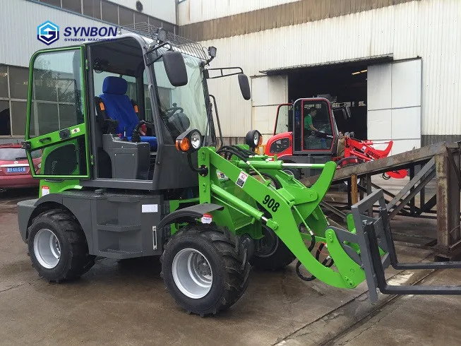 SYNBON New Mini Wheel Loader With  Pallet Fork Farm Garden Loader  0. 8ton  SY908E