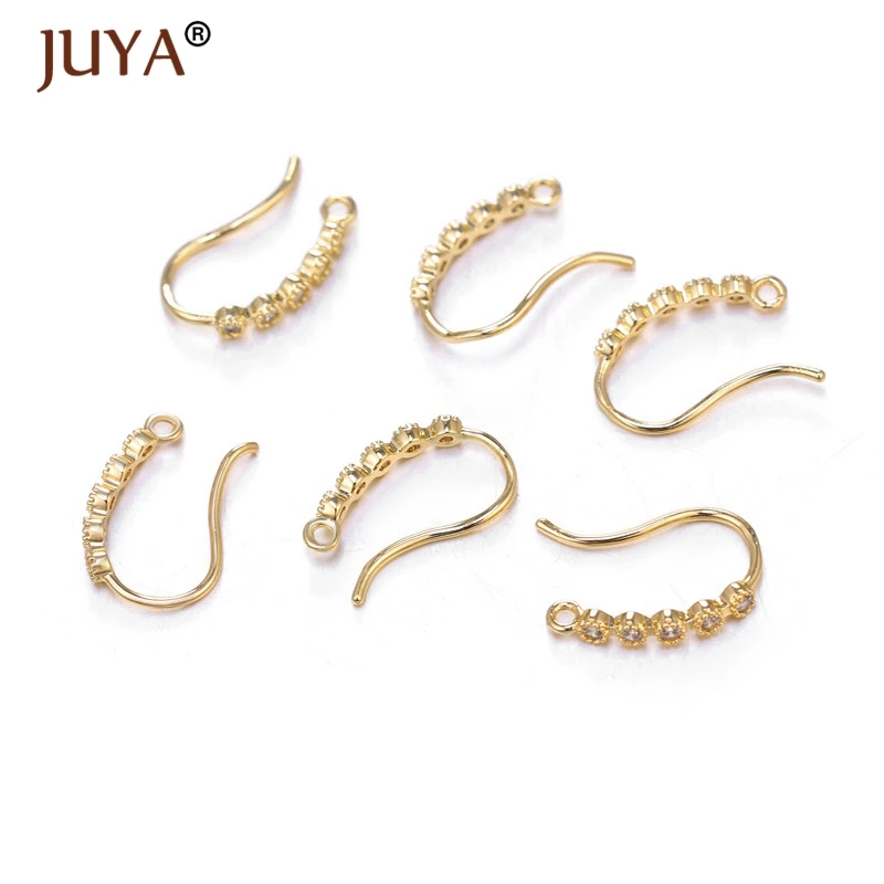 Fashion Creative Zircon Rhinestone Earwire Earring Hooks Accessories For Earrings Jewelry Making Findings 4 Pairs Wholesale