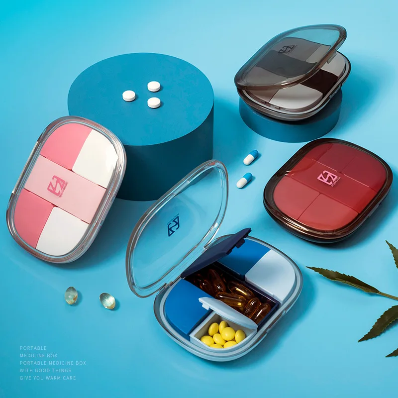 Portable 7-Day Pill Box Travel Mini Portable Medicine Case First-Aid Kit Small Sealed Household Supplies Plastic Storage Box