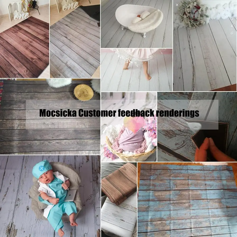 Mocsicka Rubber Floor Photo Background Floor Customize Printed Vintage Wood Newborn Baby Backdrop Anti-slip Rubber Backed Mat