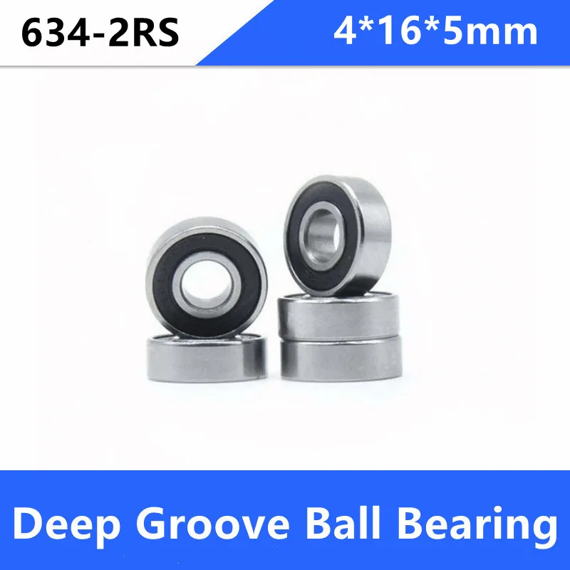 

500pcs/lot 634RS 634-2RS 634 RS 2RS Mini Miniature rolling bearings 4*16*5mm Deep Groove Ball bearing 4x16x5mm